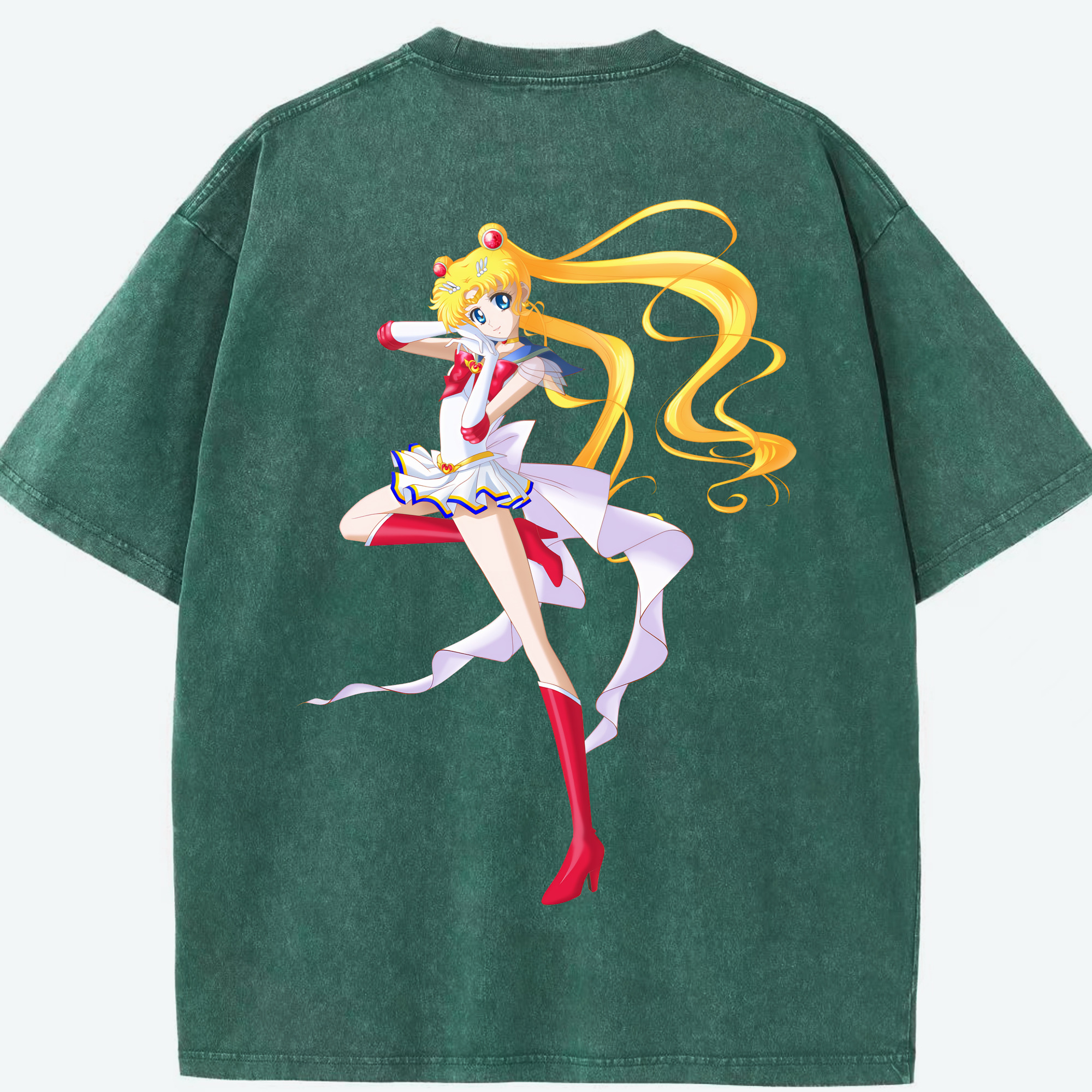 （画像用） 美少女戦士セーラームーン 月野 うさぎ つきの うさぎ Sailor Moon Tsukino Usagi 綿100% ヴィンテージ風 半袖Tシャツ（背面プリント）